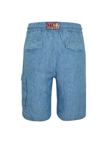 Pantalones cortos vaqueros de lino Mc2 Saint Barth azul