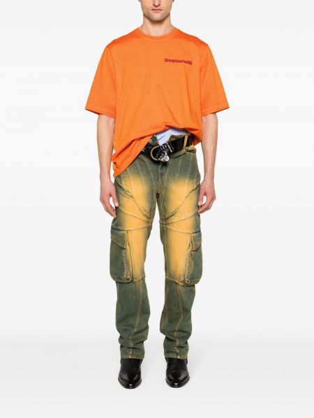Bavlněné tričko Dsquared2 oranžové