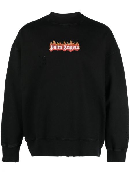 Trykt nødlidende sweatshirt Palm Angels svart