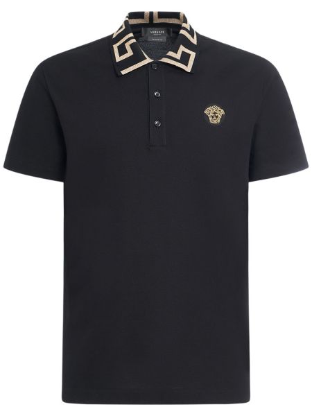 Poloshirt i bomuld Versace sort