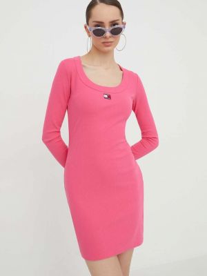 Růžové mini šaty Tommy Jeans