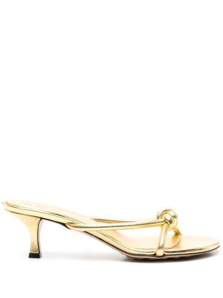 Papuci tip mules din piele Bottega Veneta auriu