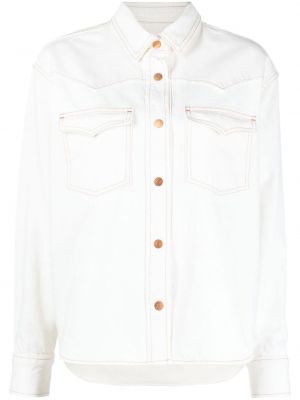 Pérová džínsová bunda na gombíky Slvrlake biela