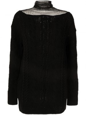 Пуловер от тюл Ermanno Firenze черно