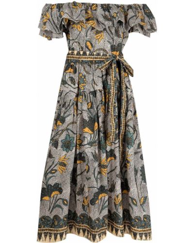 Ruffle trykt floral dress Ulla Johnson brun