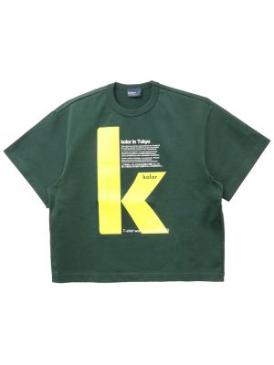 Pamučna majica s printom Kolor zelena