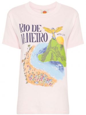 Raštuotas marškinėliai Farm Rio rožinė