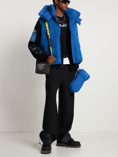 Péřová vesta s kapucí s potiskem Off-white modrá