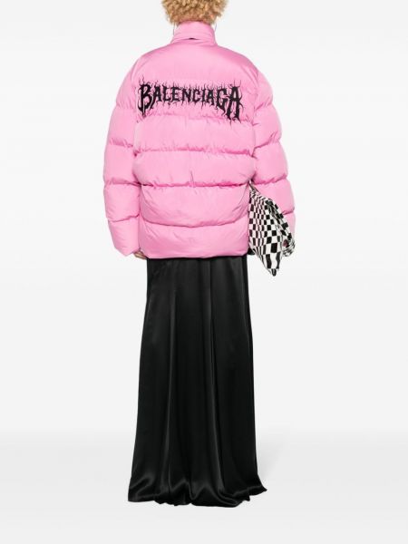 Péřová bunda s výšivkou Balenciaga růžová