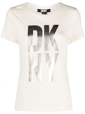 T-shirt à imprimé en jersey Dkny blanc