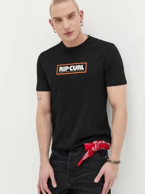 Bavlněné tričko s potiskem Rip Curl černé