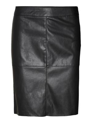 Δερμάτινη φούστα Vero Moda μαύρο