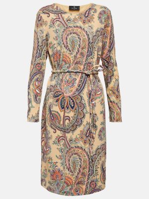 Midi šaty s paisley vzorom Etro béžová