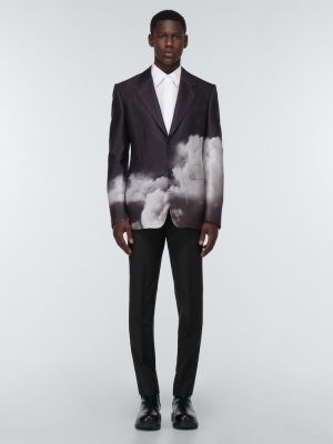 Pantalon en laine slim en mohair Alexander Mcqueen noir
