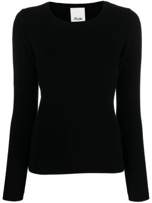 Кашмирен пуловер с кръгло деколте Allude черно