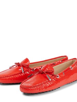 Pantofi loafer din piele de lac Tod's roșu
