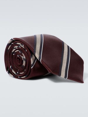 Csíkos pamut selyem nyakkendő Brunello Cucinelli piros