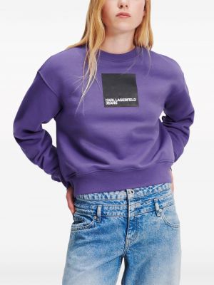 Raštuotas medvilninis džemperis Karl Lagerfeld Jeans violetinė