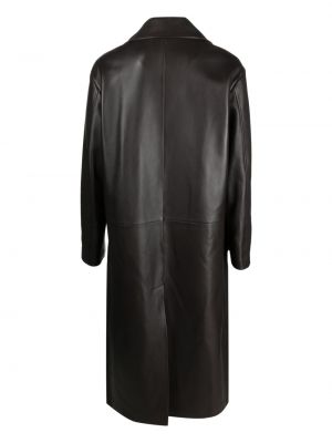 Leder mantel mit plisseefalten Loewe braun