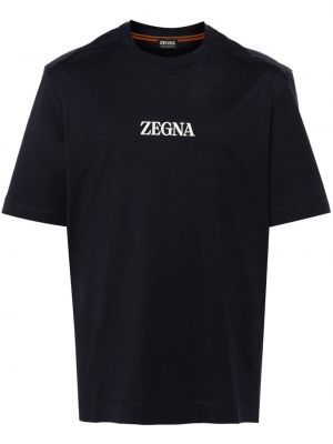 Medvilninis marškinėliai Zegna mėlyna