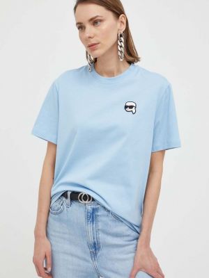 Памучна тениска Karl Lagerfeld синьо