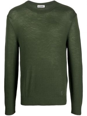 Вълнен пуловер бродиран Jil Sander зелено