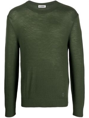 Pull brodé en laine Jil Sander vert