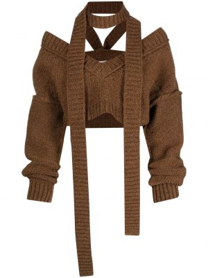 Пуловер с v-образно деколте Meryll Rogge кафяво