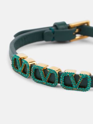 Leder armband Valentino Garavani grün