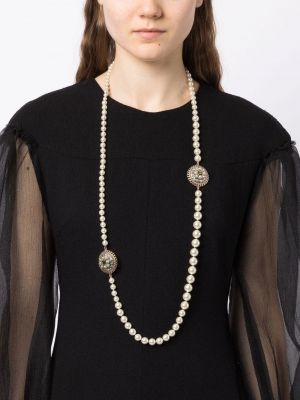 Tvídový náhrdelník s perlami Chanel Pre-owned