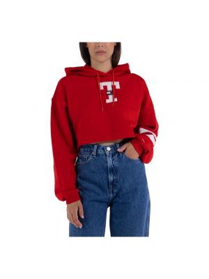 Bluza z kapturem Tommy Jeans czerwona