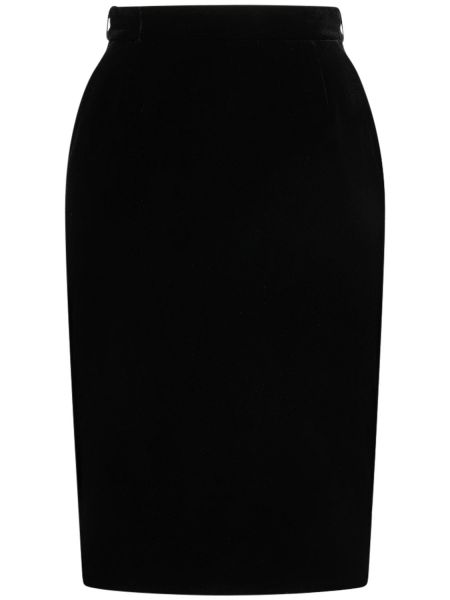 Falda midi de viscosa Saint Laurent negro