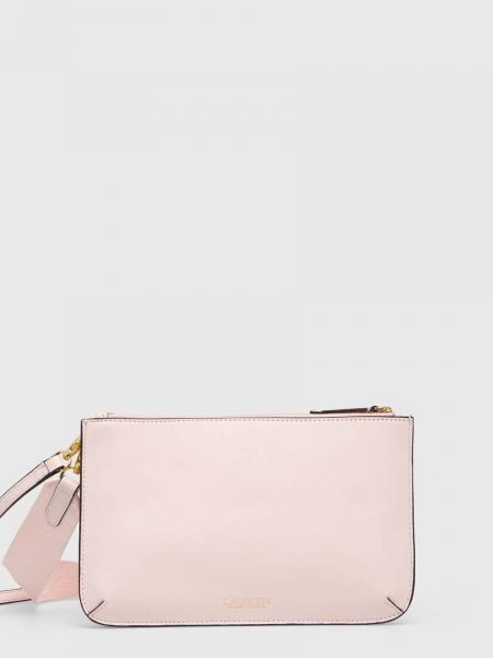 Kožna torbica Lauren Ralph Lauren ružičasta