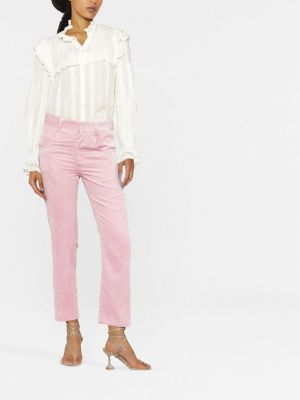 Manšestrové rovné kalhoty Isabel Marant růžové