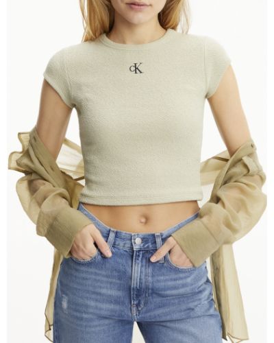 Camiseta manga corta de cuello redondo Calvin Klein Jeans beige