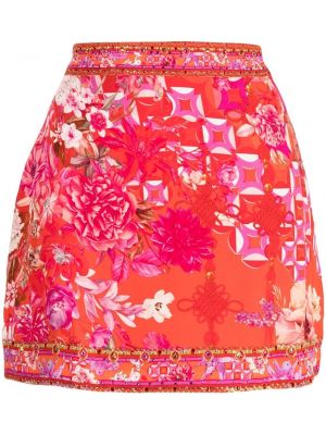 Květinové hedvábné mini sukně Camilla - červená