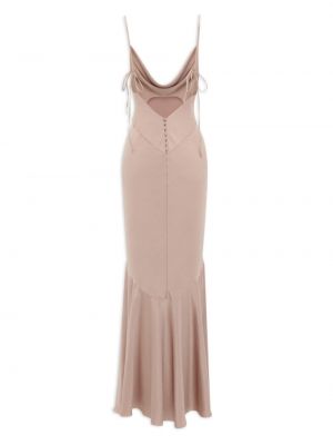 Jedwabna satynowa sukienka wieczorowa z otwartymi plecami Saint Laurent różowa