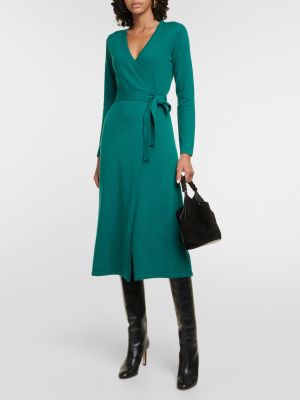 Кашемировое шерстяное платье Diane Von Furstenberg зеленое