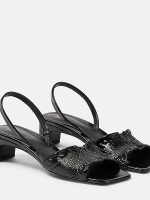 Sandały skórzane na obcasie Toteme czarne