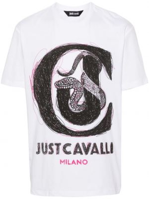 T-shirt aus baumwoll mit print Just Cavalli weiß