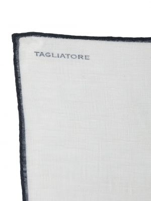 Raštuotas lininis kaklaraištis su kišenėmis Tagliatore balta