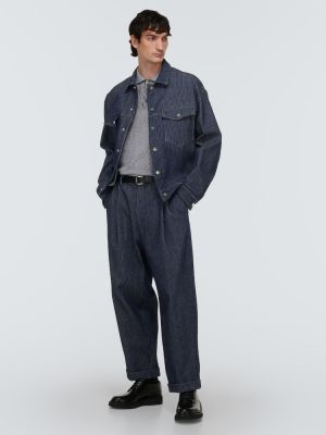 Pruhované straight fit džíny Giorgio Armani šedé