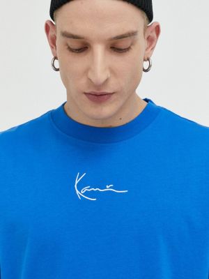 Памучна тениска с дълъг ръкав с апликация Karl Kani синьо