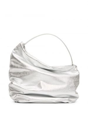 Usnjena torbica za čez ramo Marsell srebrna