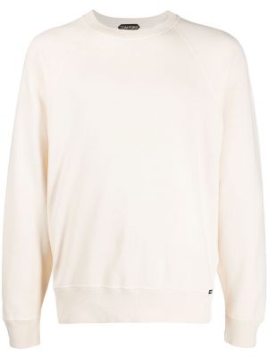 Sweat col rond en coton col rond Tom Ford blanc