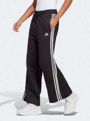 Laza szabású csíkos sport nadrág Adidas fekete