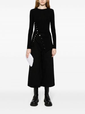 Pantalon culotte en coton asymétrique Yohji Yamamoto noir