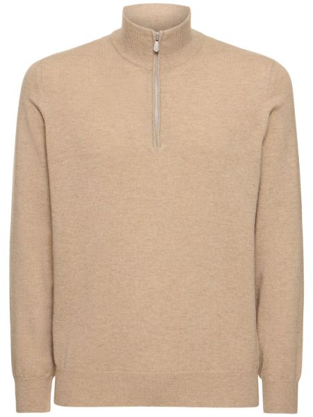 Lynlås kashmir striktrøje Brunello Cucinelli beige