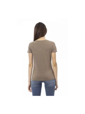 Camiseta de algodón con estampado Trussardi marrón