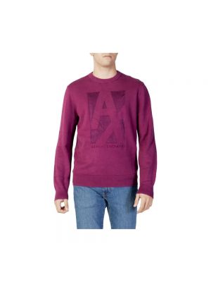 Sweter z okrągłym dekoltem Armani Exchange - fioletowy
